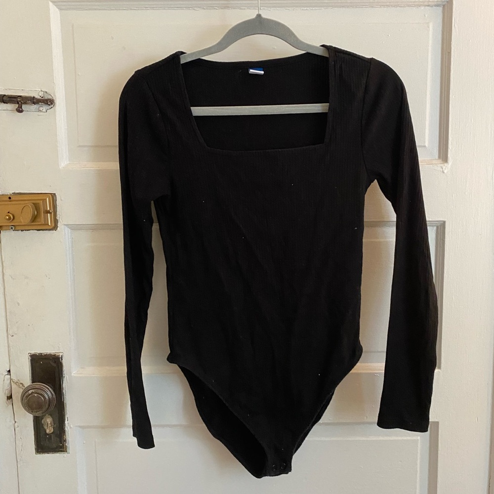 Old Navy Black Long Sleeve Bodysuit Size Medium